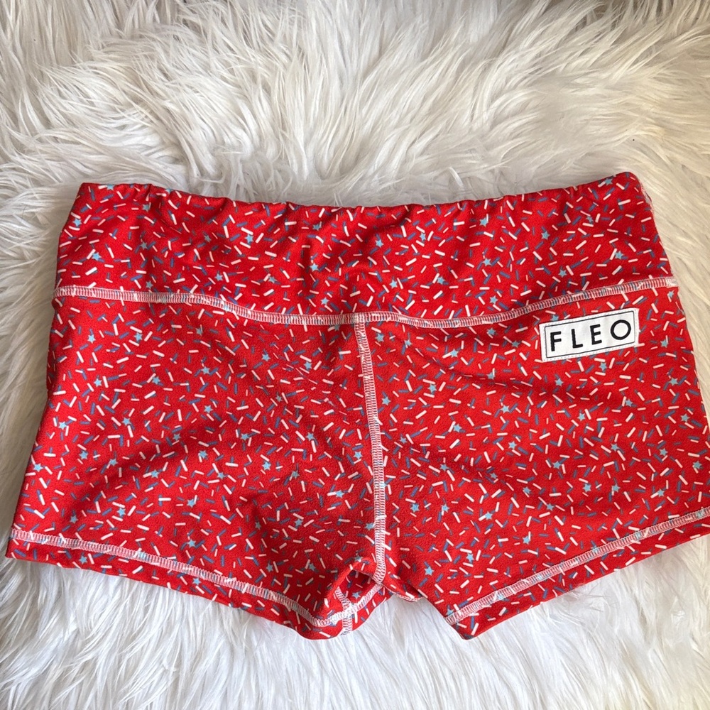Fleo Women's Red Confetti Athletic Shorts